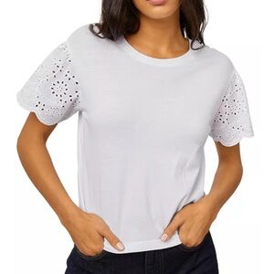 Rails Georgia Eyelet Sleeve Tee – White – XS – 100% Cotton